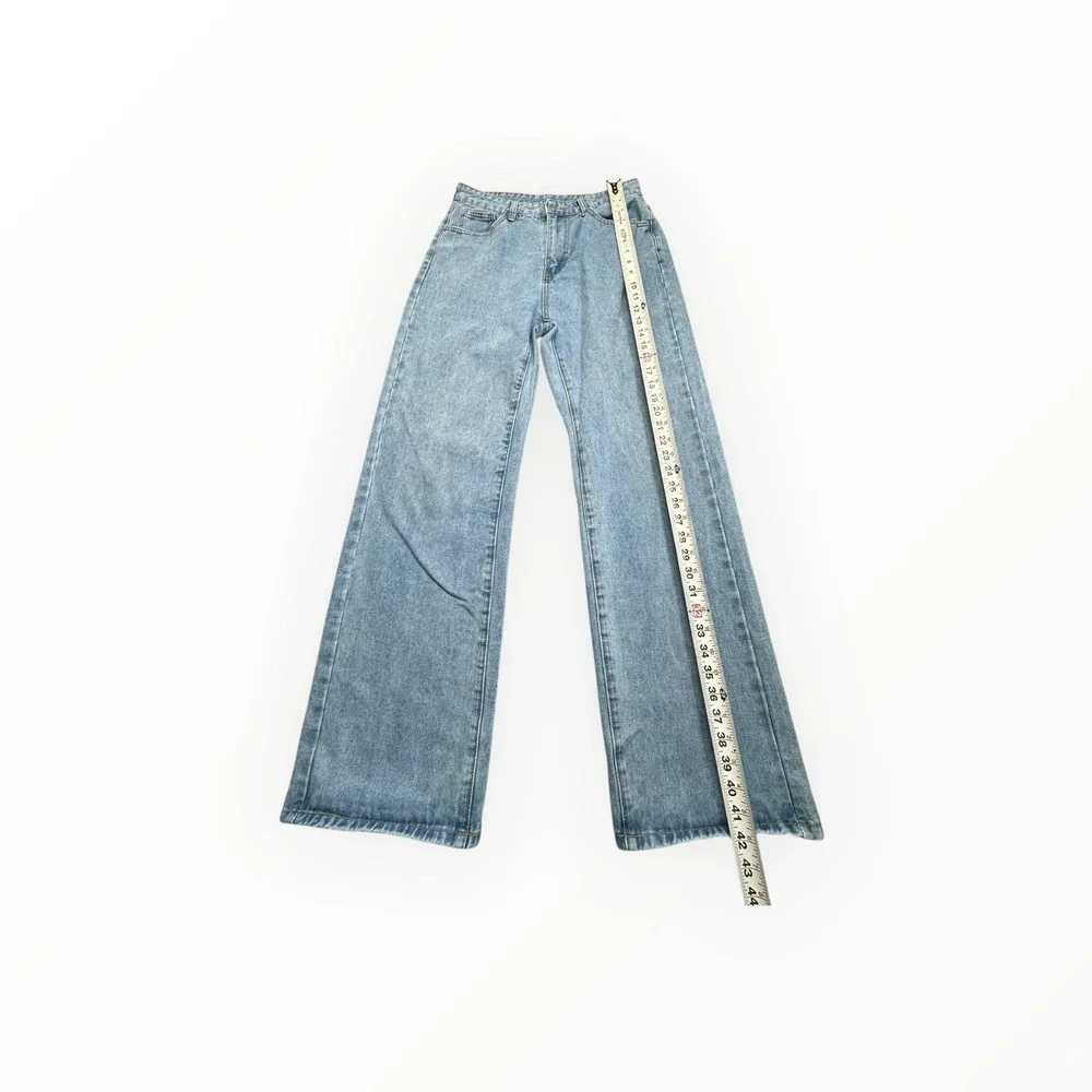 SHEIN Jeans Womens L Light Blue Wide Leg‎ High Waisted Flared Denim Pants - Picture 7 of 12